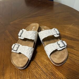 Falls Creek Cream and Brown Sandals